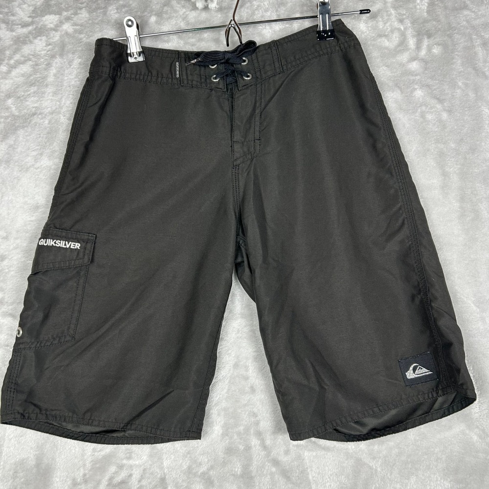 Quiksilver Black‎ Swim Trunks Mens Size 27 Surf Board Shorts Drawstring